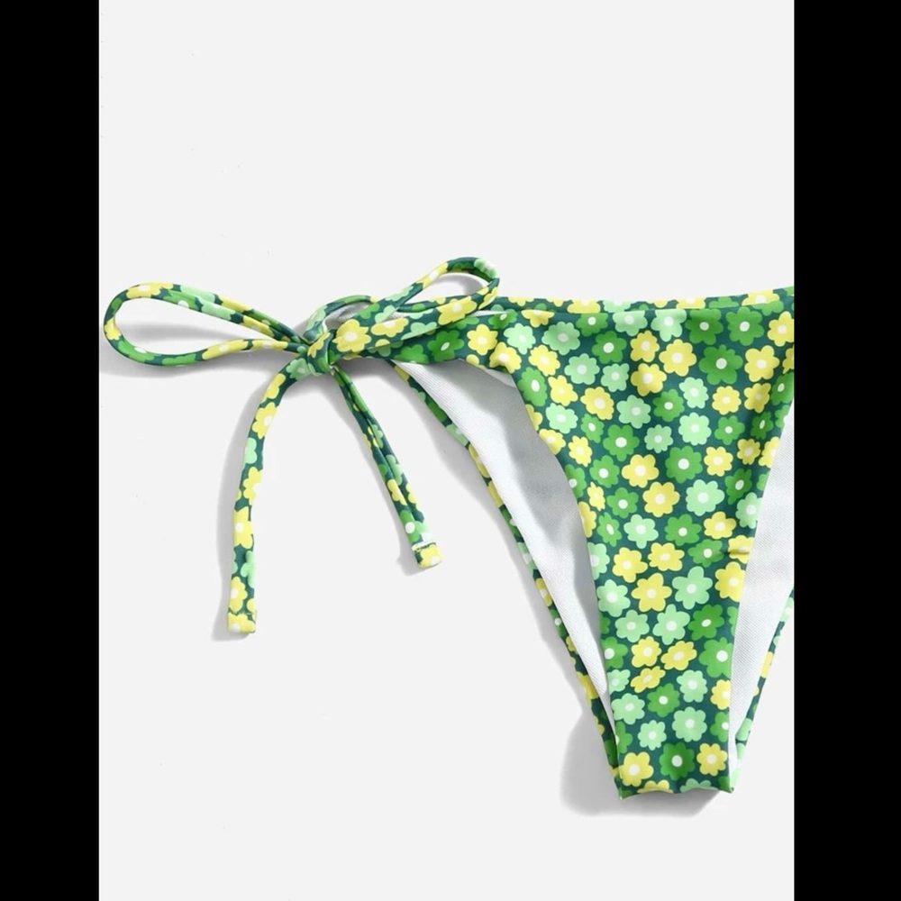 Lime Green & Yellow, Flower, Bikini Set - Picture 4 of 5